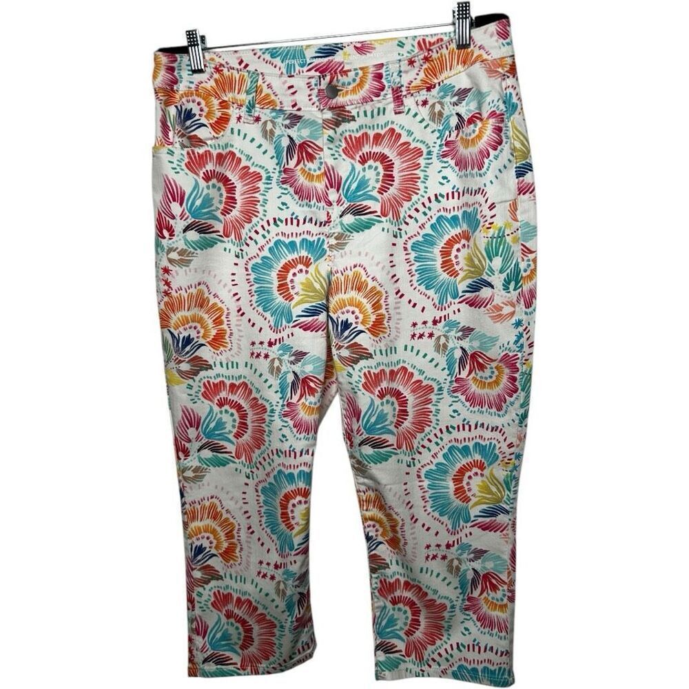 Chico’s Perfect Stretch Girlfriend Slim Leg Capri Pants Size 2 L Multicolored